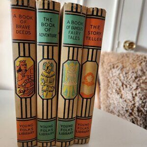 Vintage Young Folks Library Hardcover Set of 4: Children's Classics,1952